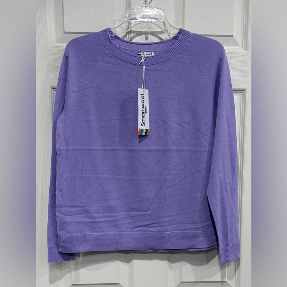 SmartWool Women's Medium Edgewood Color-Block Crew Sweater Purple NWT Wool Blend